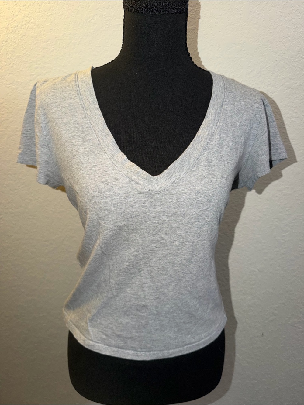 Ambiance Light Gray V-Neck Crop Top